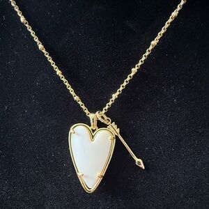 Kendra Scott Ansley Mother of Pearl Heart Arrow Gold Tone Necklace